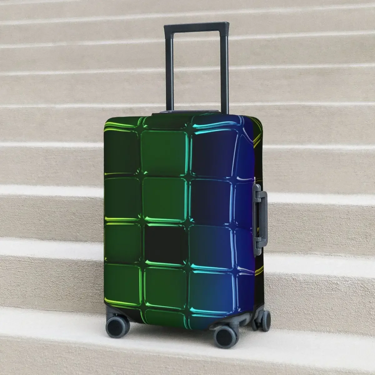 Rainbow Cubes Suitcase Cover Abstract Business Flight Fun Luggage Accesories Protection