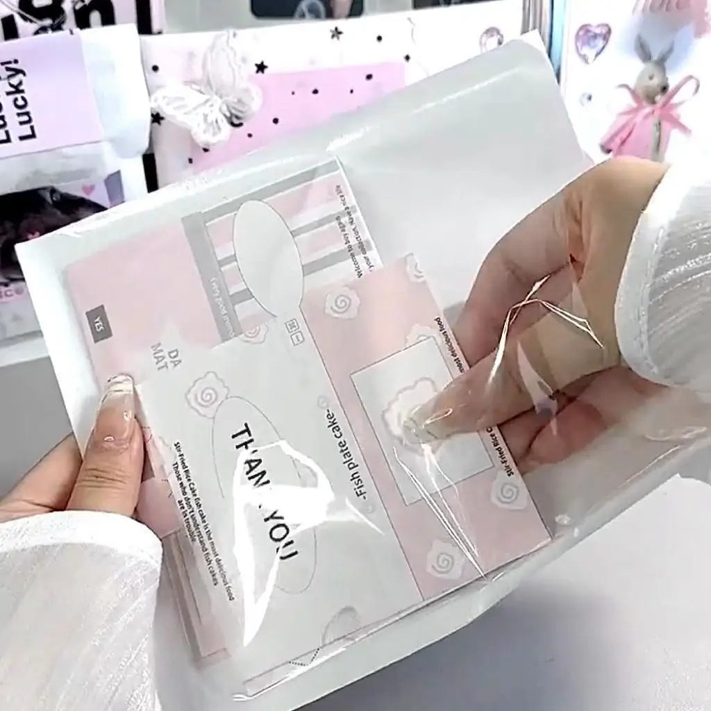 White Transparent Film Paper Bag Small Card Material Packaging High Aesthetic Value Gift Bag Bloggers Choice Self-Sealing Pap...