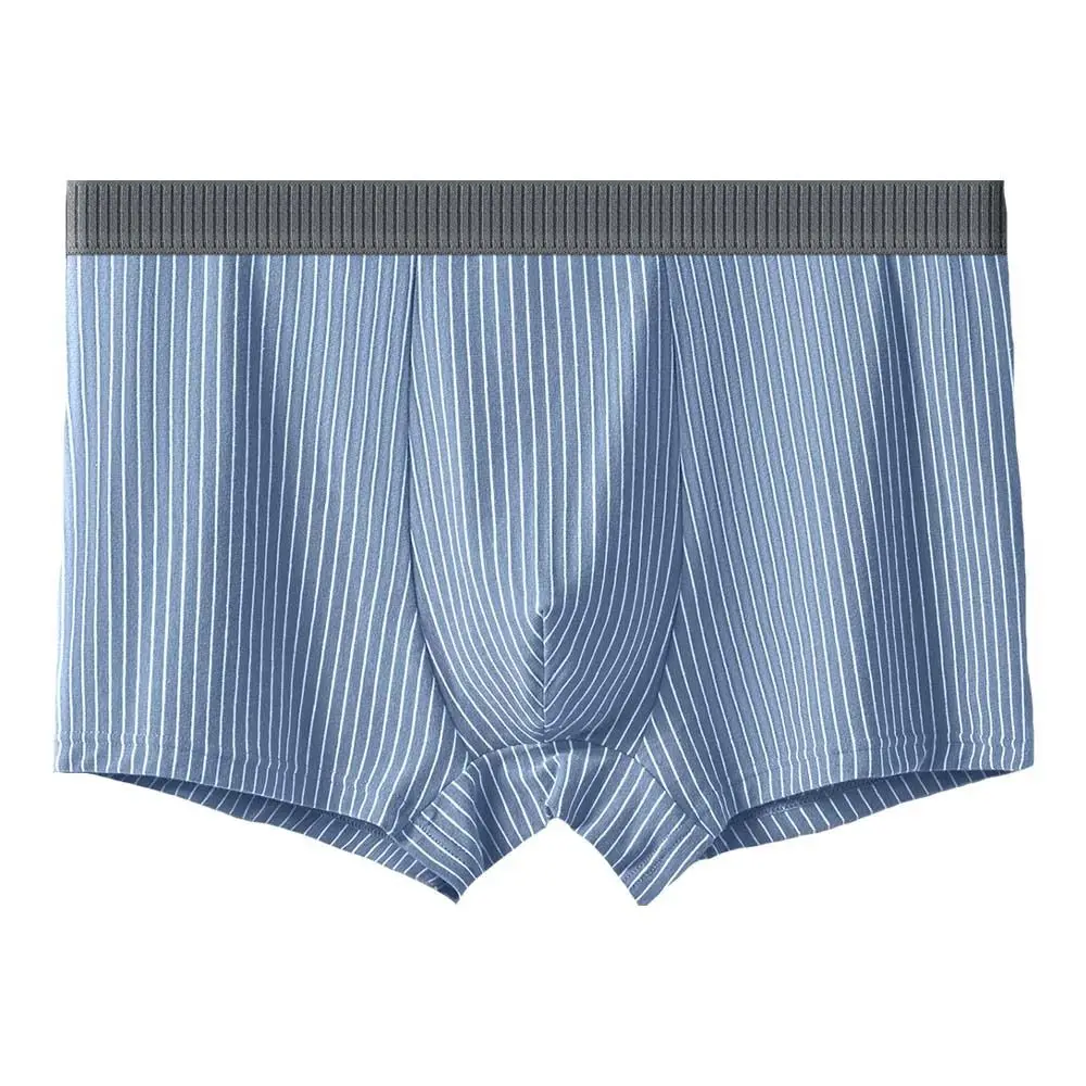 4PCS 통기성 스트라이프 남성 플랫 팬티 중반 허리 팬티 스포티 한 복서 반바지 대형 속옷 남성 속옷 남성