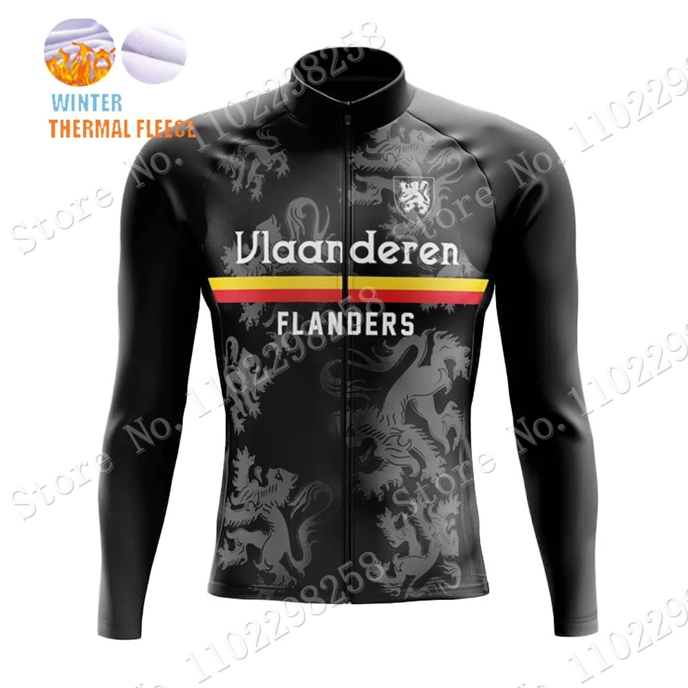 2024 Winter Vlaanderen Flanders Cycling Jersey Long Sleeve Belgium Clothing Race Road Bike Shirts Bicycle Tops MTB Uniform