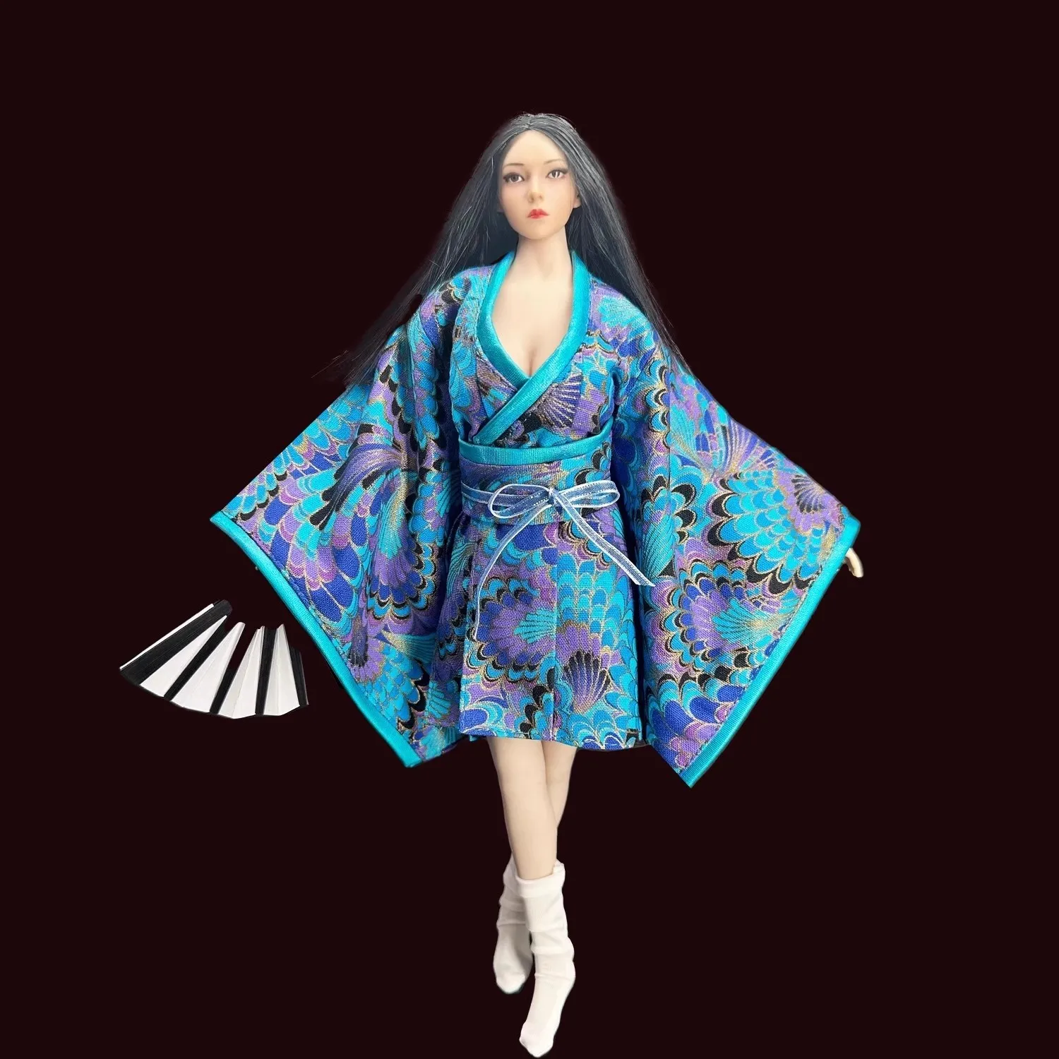 1/6 Female Soldier Kimono Ancient Bathrobe Clothing Sock Fan Set Accessories Model Toy Fit 12'' Action Figure In Stock