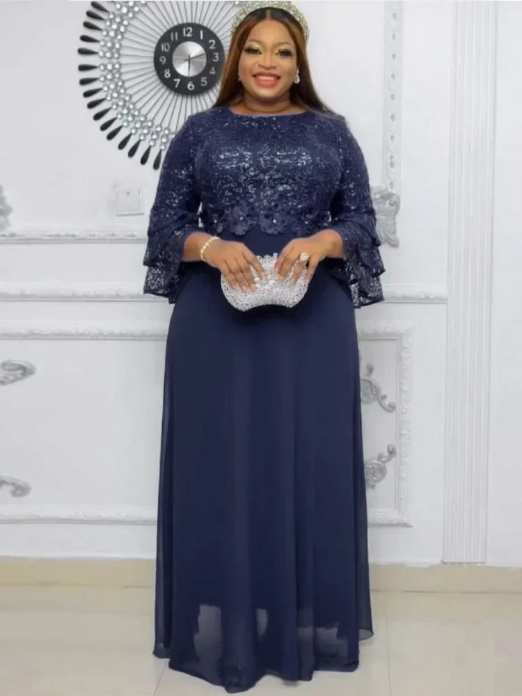 Африканские вечерние платья для женщин 2024, Дашики Анкара, кружевные шифоновые свадебные вечерние платья, элегантное турецкое мусульманское кафтан, платье макси
