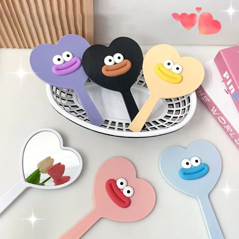 Cute Big Mouth Heart-shaped Makeup Mirror Cartoon Portable Sausage Mouth Handheld Mirror Eyelash Extensions Plastic