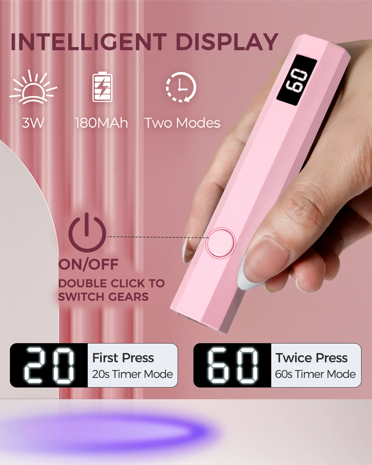 مصباح صغير للأشعة فوق البنفسجية علاج الأظافر مصباح LED للأظافر لجل البولندية مانيكير USB قابلة للشحن مجفف الأظافر للعلاج السريع