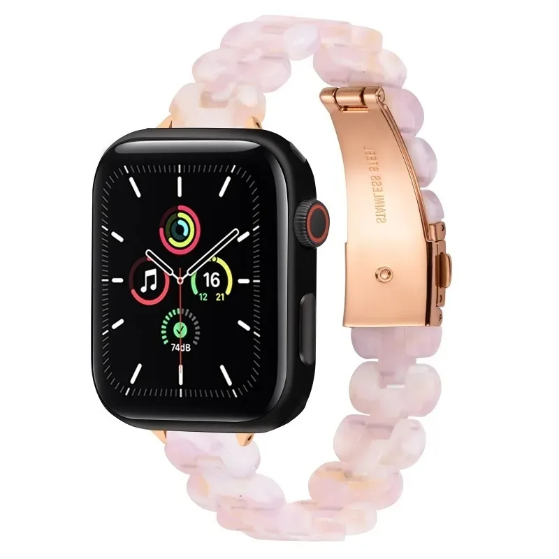 Pulseira de resina fina para Apple Watch, pulseira para Apple Watch 6, 5, 4, faixa 42mm, 38mm, cinto de pulso para iWatch Series 5, 4, 3, 2, 44mm, 40 milímetros, Mulher