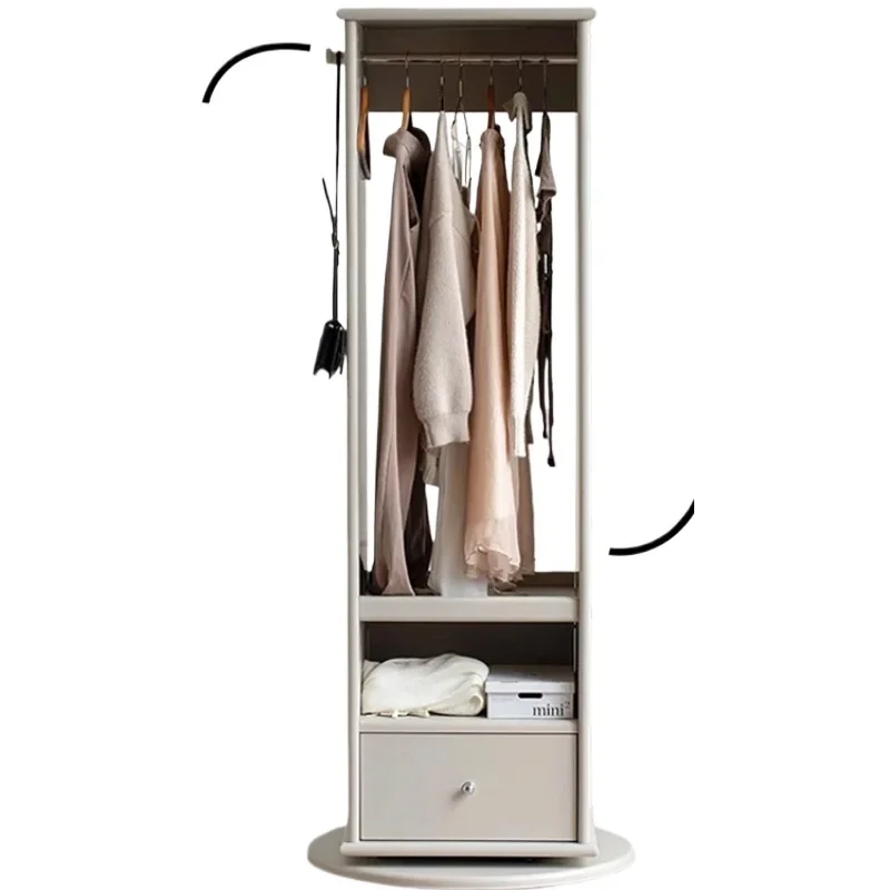 

Simple full-length mirror Bedroom coat rack Rotating fitting mirror Storage storage cabinet Household full-body floor mirror