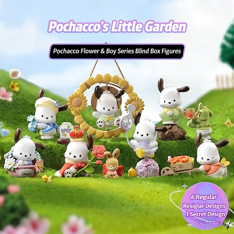 

Authentic Pochacco Flower and Boy Blind Box Ornament Cute Pochacco Figure Collectible Toy Kawaii Anime Character Design Perfect