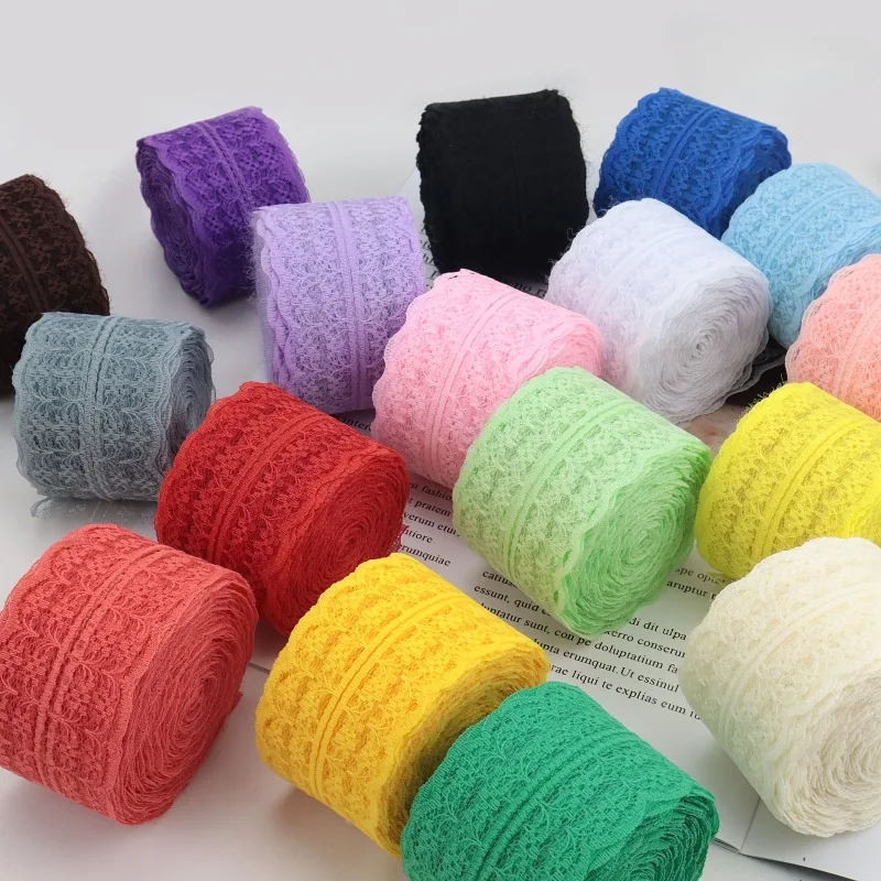 10 Yards Lace Trim Colorful Lace Ribbon for Sewing Gifts Wrapping Bridal Wedding Decorations Ribbons To Make Hair Bows Jacquard