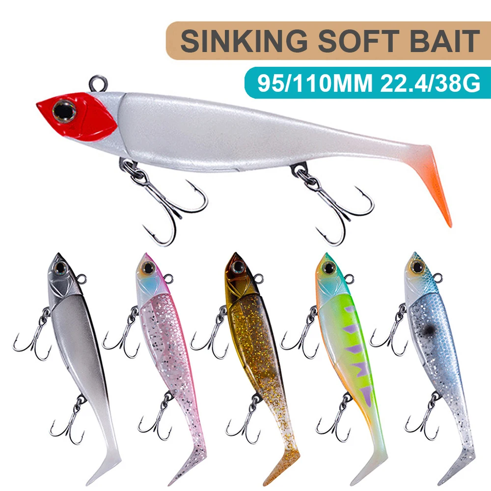 9.5/11cm 22.4/38g Fishing Lures Sinking Jig Head Soft Bait Wobbler Long Casting Seawater Artificial Hard Bait Bass Decoy RE100