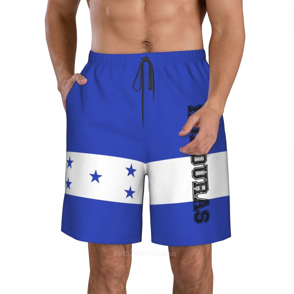 2023 Summer Polyester Honduras Country Flag 3D Printed Men's Board Shorts Beach Pocket Running Summer Pants