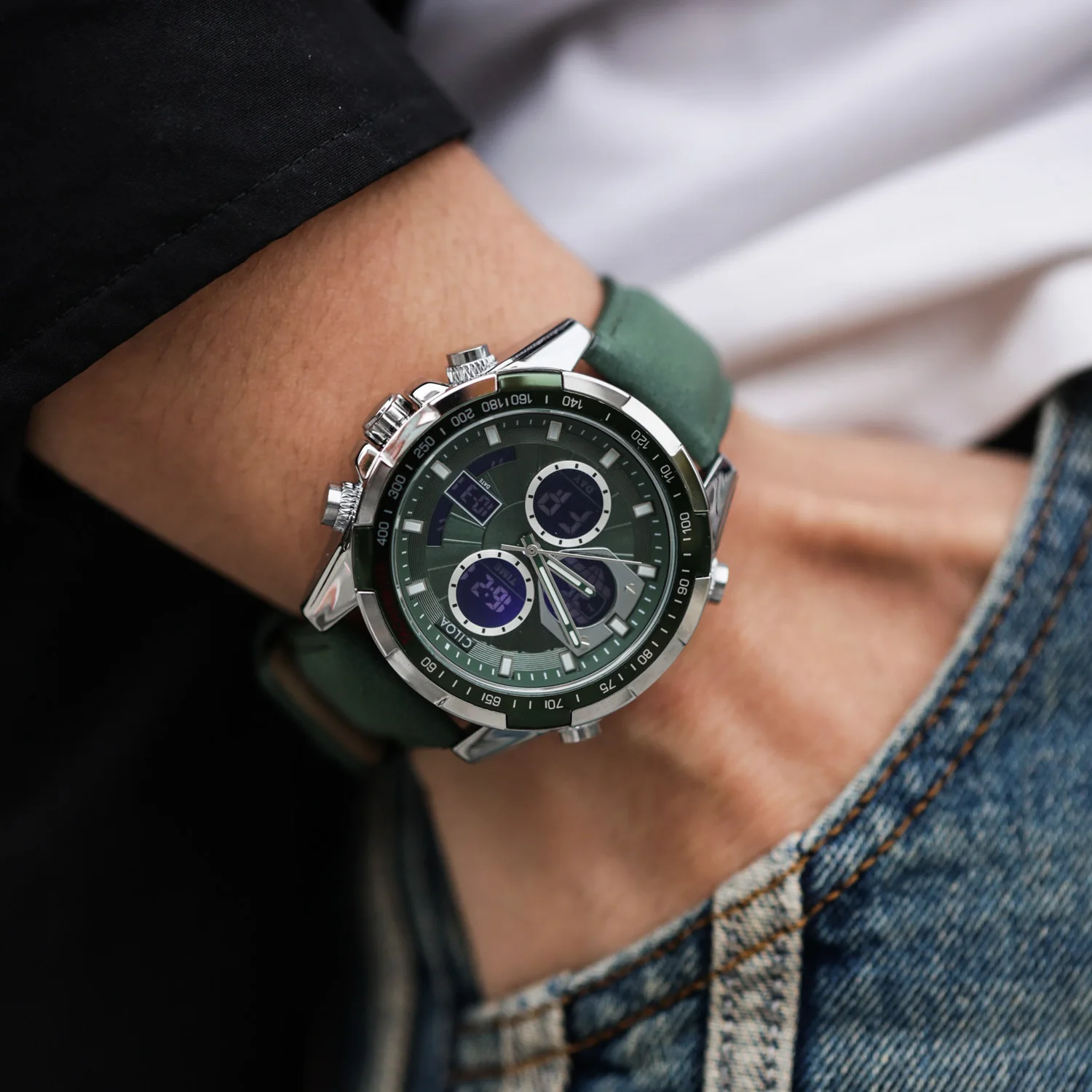 ساعة CILOA الجديدة للرجال متعددة الوظائف رياضية كاجوال كوارتز - مضيئة ومقاومة للماء #4