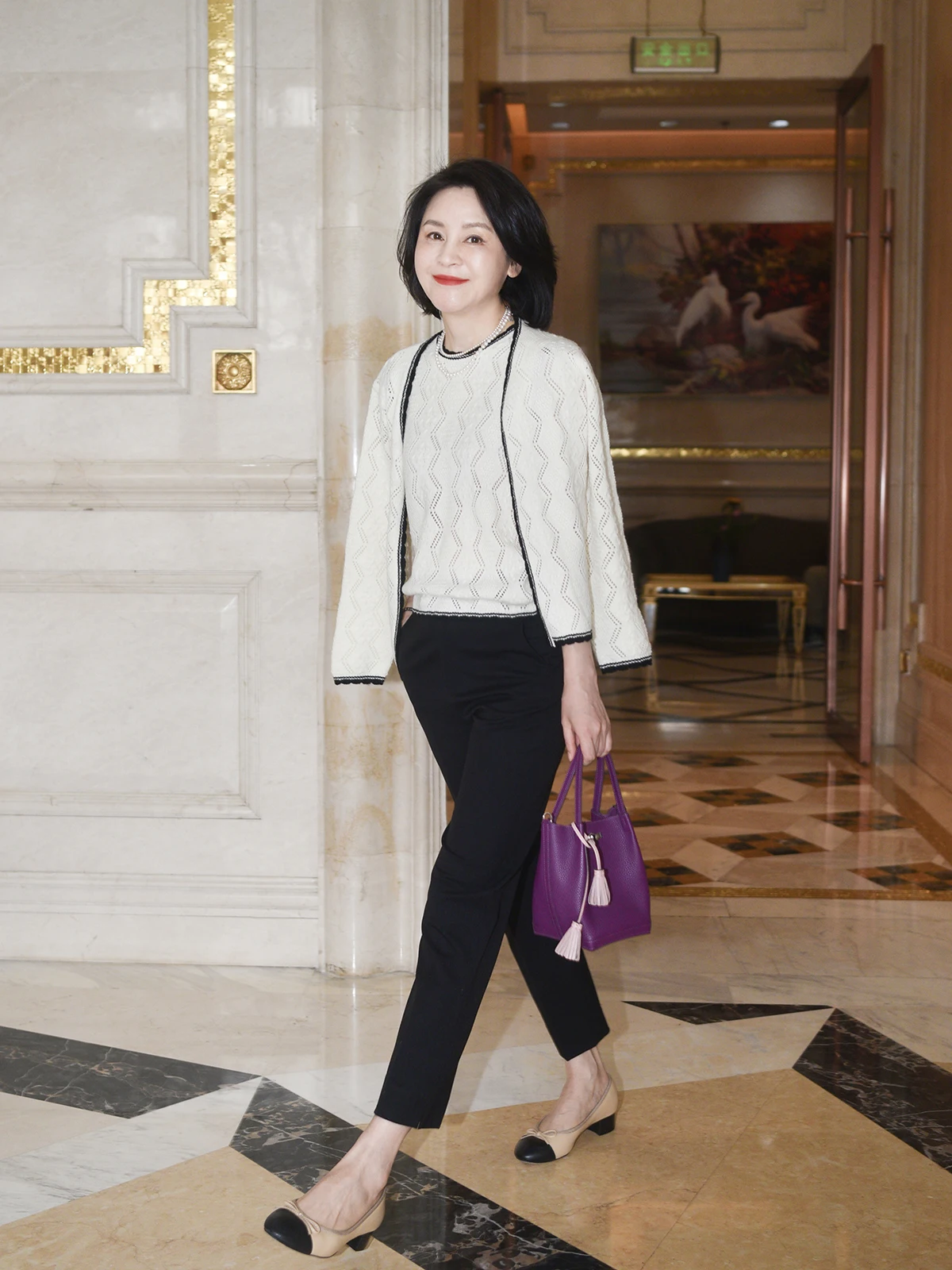

Tee-Piece Knitted Set 0% Camere 90% Wool Hollow out Design Small Fraance Sle Casual Comfortable Spring Faion