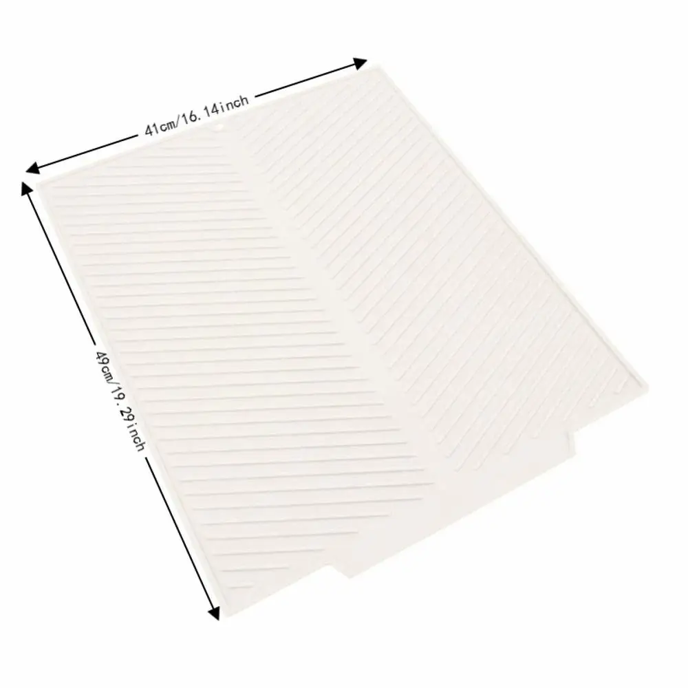 Silicone Dish Drying Mat Heat Resistant Non Slip Kitchen Counter Drain Pad Large Size Grey White Sink Drainer Mat Home Kitchen