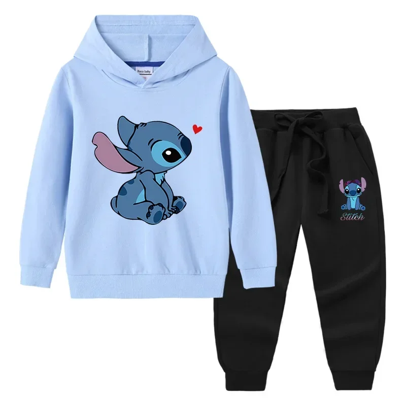 

MINISO Disney Stitch 2023 весна-осень новый Детский свитер брюки комплект из двух частей шапка с длинным рукавом костюм