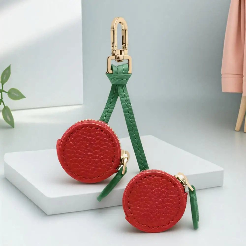 

Cute Cherry Fruit Charm Coin Purse Mini Strawberry Lemon Pouch Wallet Key Chain PU Leather Earphone Bag Creative Bag Charm Gifts