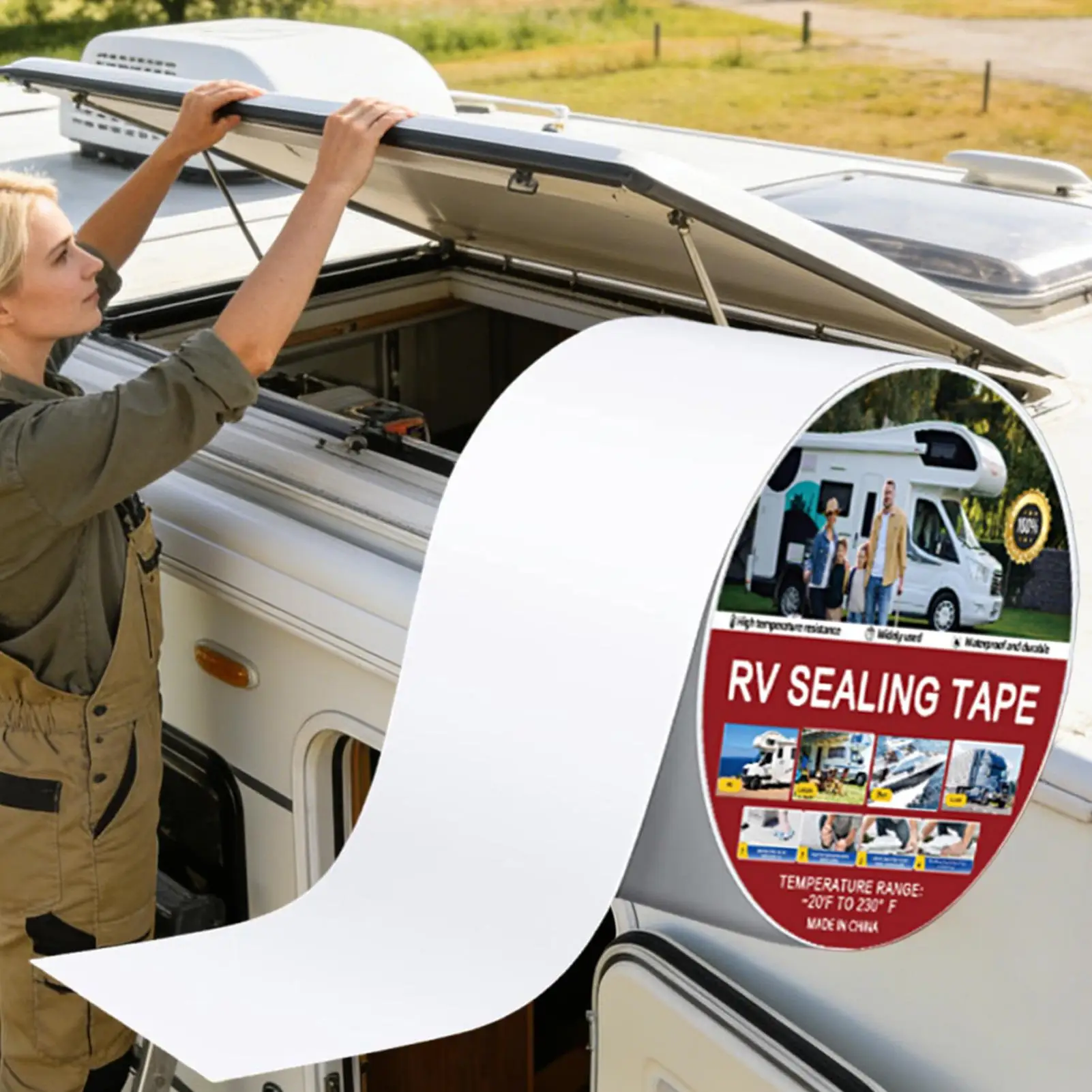 RV Sealant Tape White Waterproof UV Weatherproof Sealant Roofing Tape For Drivers Road Trips RV Repair Window Boat Sealing
