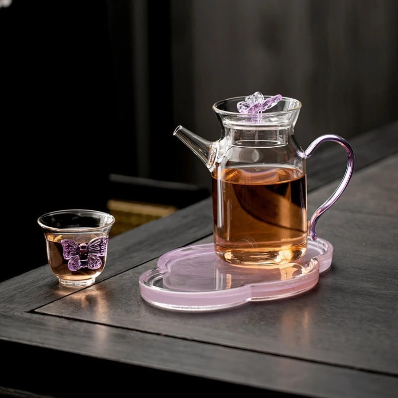 

LTT high borosilicate glass butterfly side handle teapot high temperature resistant simple household teapot