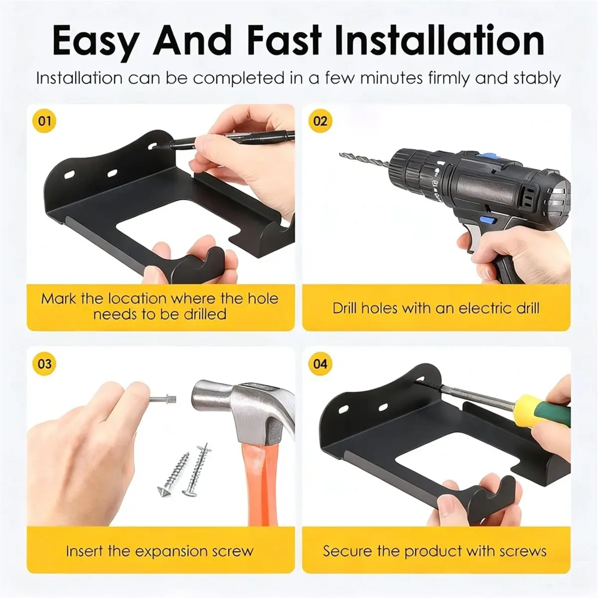 Home Tool 2 Set Heavy Duty Chainsaw Wall Bracket Metal Mount for Organized Storage of Chainsaws & Garden Tools