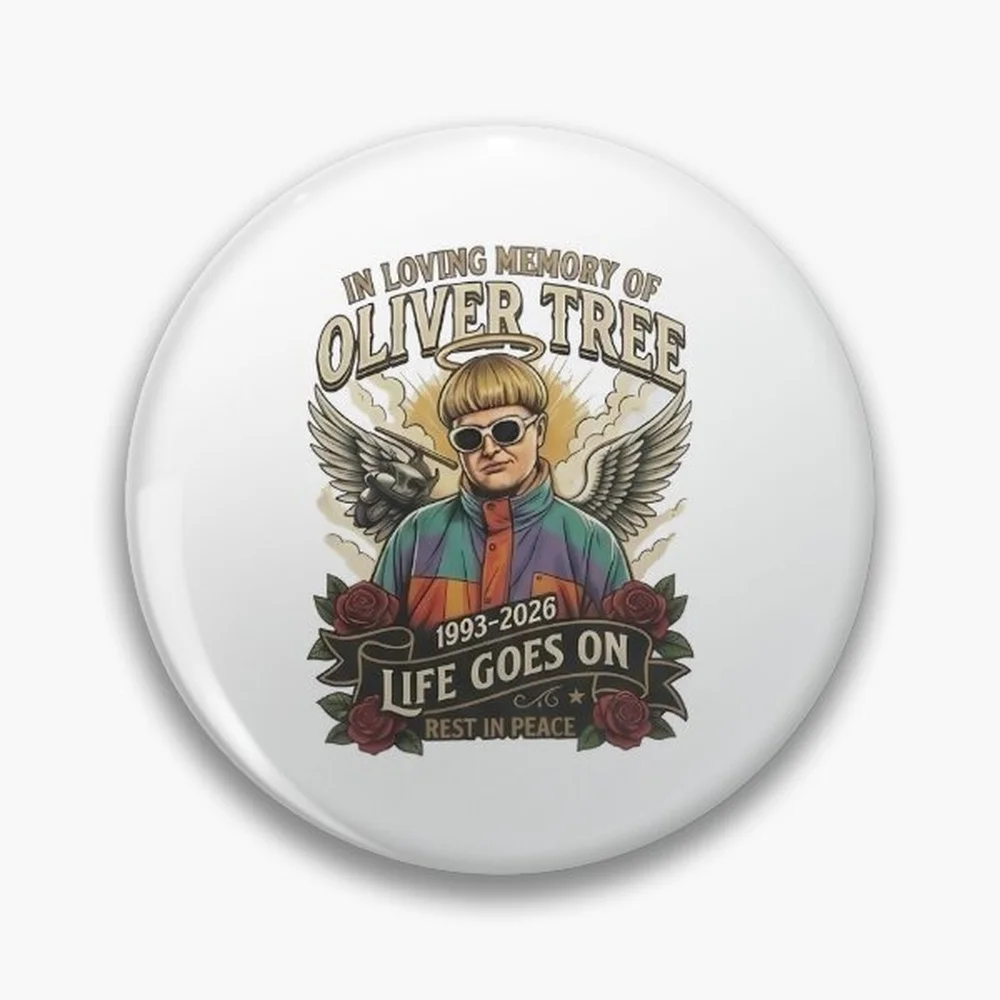 Oliver Tree - Oliver Tree Memorial - En memoria de Oliver Tree 1993-2026 - Pin holográfico con forma de estrella y corazón, broches laminados