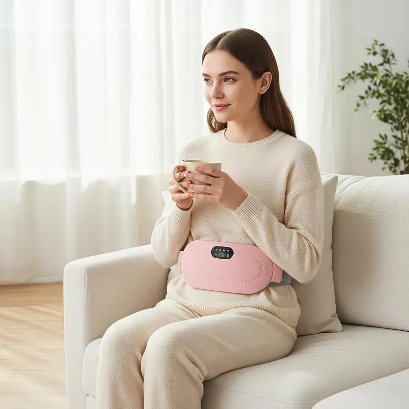 USB Rechargeable Portable Electric Waist Massage Belt Vibration Infrared Heat for Drivers Long Trip Use