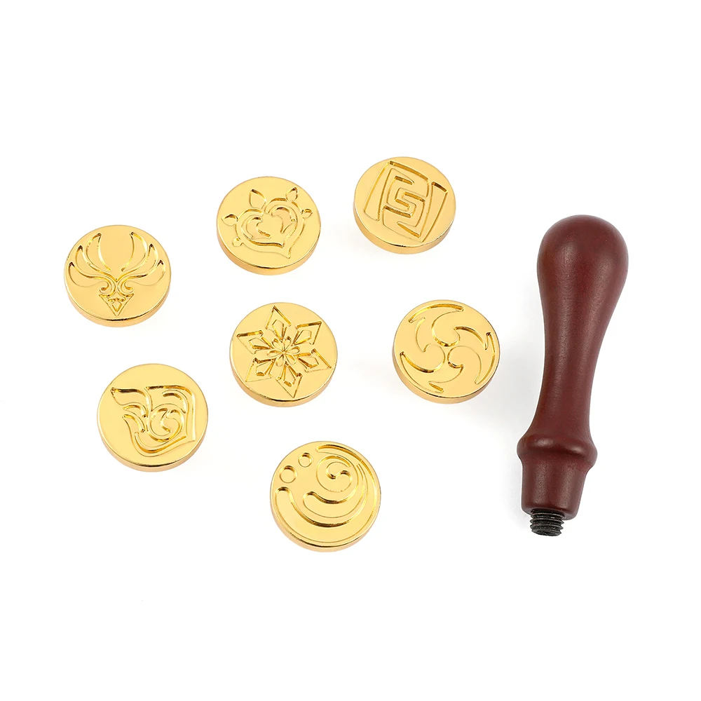 Game Genshin Impact Fire Lacquer Seals Set Eye Of God Vision Element Accessories Gifts Wedding Invitation Sealing Wax Stamp