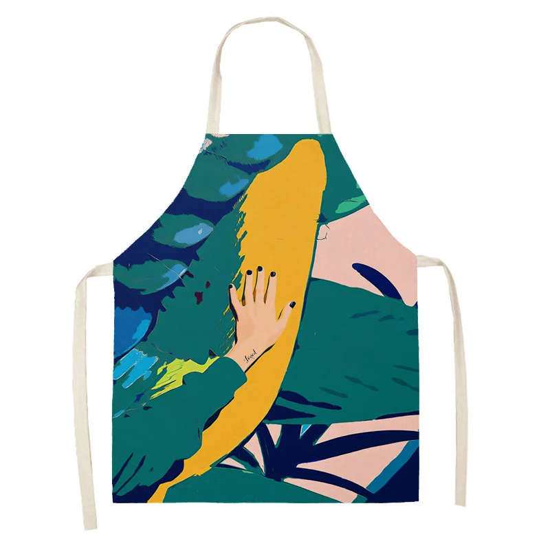 women's kitchen apron Linen man Children's cute Big size Child girl Waterproof funny Half Work Coffee art restaurant plant