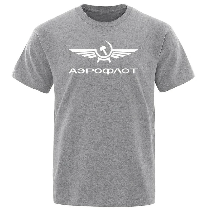 Aeroflot Aviation Russe Pilote Aerospace Aviateur T-Shirt Men Summer Cotton Short Sleeve Fashion Casual Clothes Oversize T Shirt