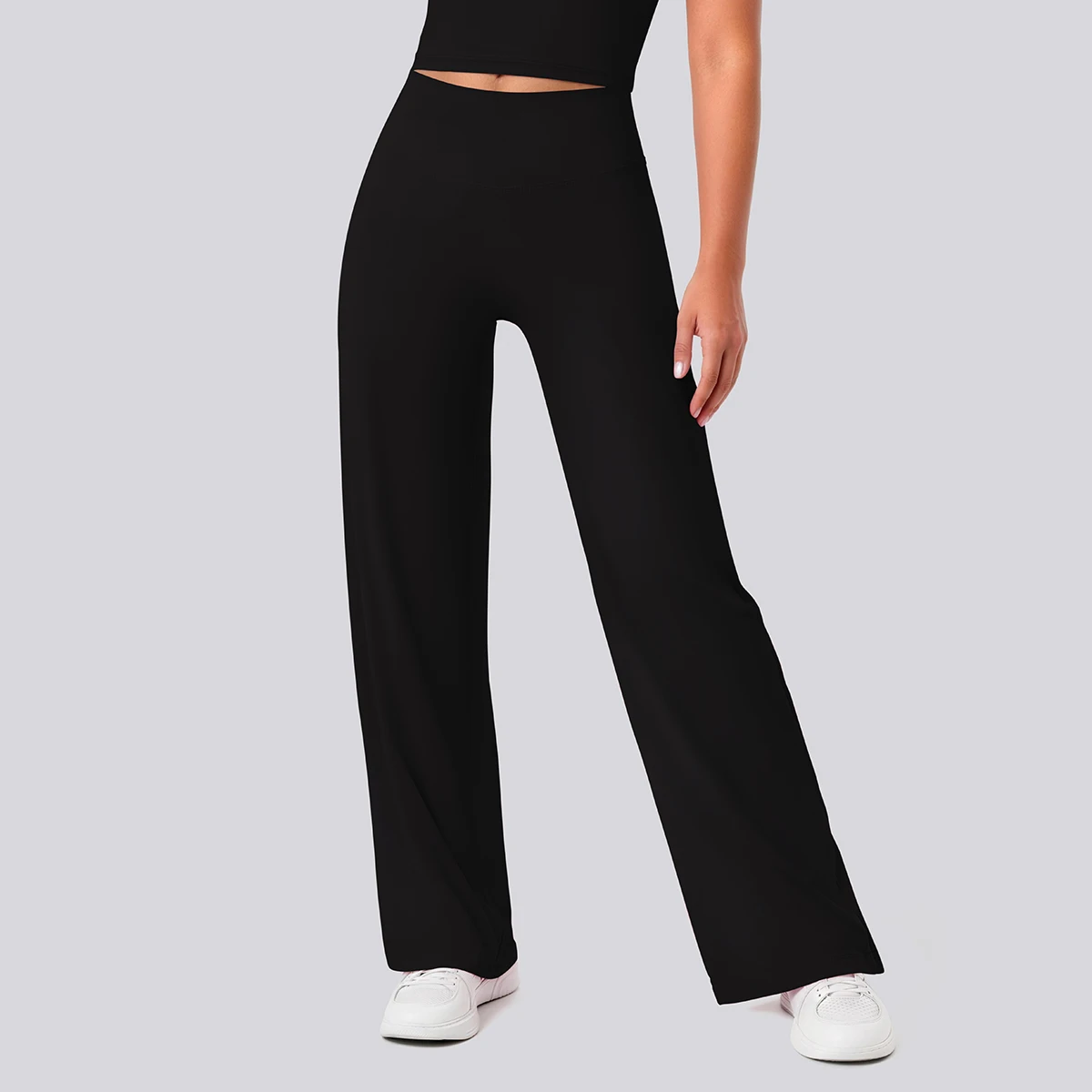 Rooftrellen Damen-Sporthose, Schlaghose, Hochgeschnittene, Lose Weite Hose, Einfarbig, Dünne Fitness-Sporthose für Frauen – Detail 11