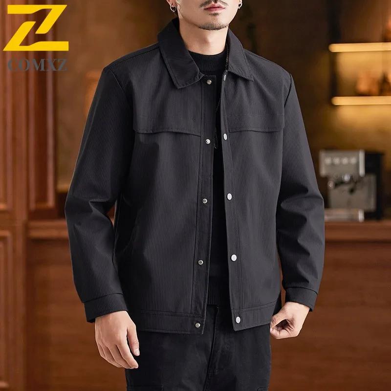

COMXZ Spring Autumn Men Suede Leather Jacket Versatile Casual Lapel Coat Business Trendy Korean Style Sports Outerwear New 2025