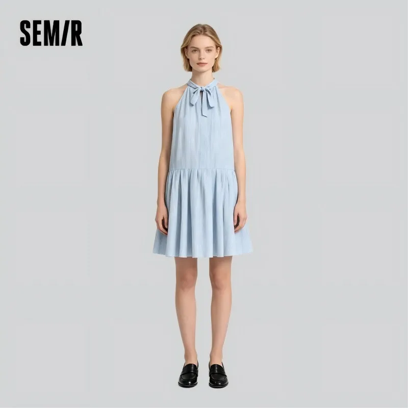 Semir Dress Women Beach Vacation Halter Two-Way Long Dress 2025 New Summer Bowknot Design for Stylish and Romantic Outfits