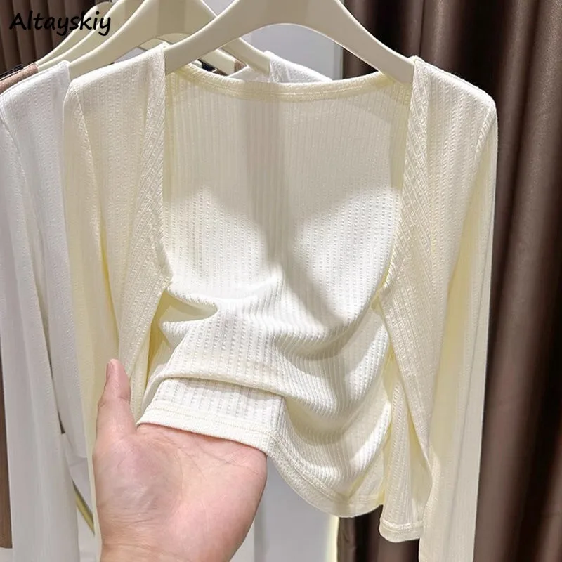 Minimalist Cardigans for Women Long Sleeve Spring Summer Sun-proof Niche College All-match Solid Korean Style Comfortable O-neck