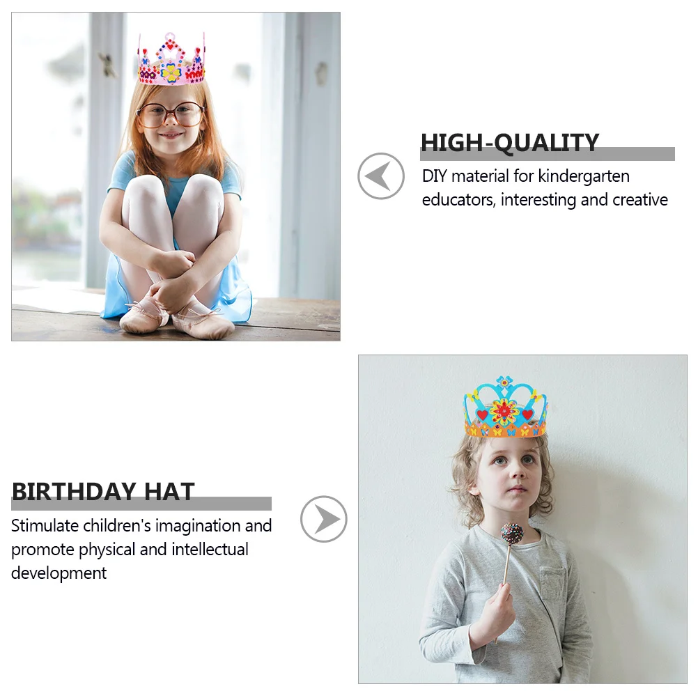 Kit artisanal diadème couronne de princesse, 6 ensembles, chapeaux d'anniversaire faciles à assembler, décoration de fête, cadeau pour enfants, Kit artisanal diadème couronne