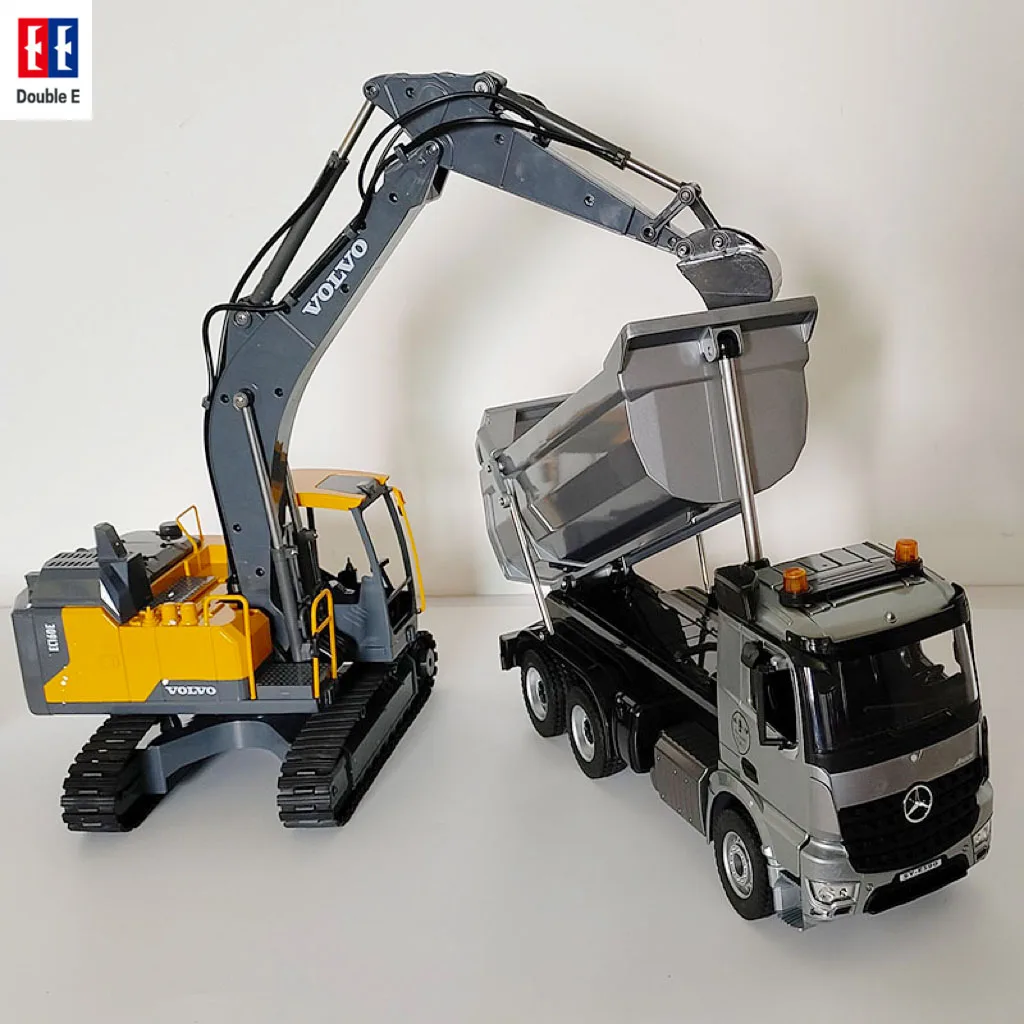 Podwójny E EC160E koparka RC Model samochodu E598 aplikacja trzy w jednym z podwójnym sterowaniem i zdalnie sterowany ciężarówka Crawler zabawki dla chłopców