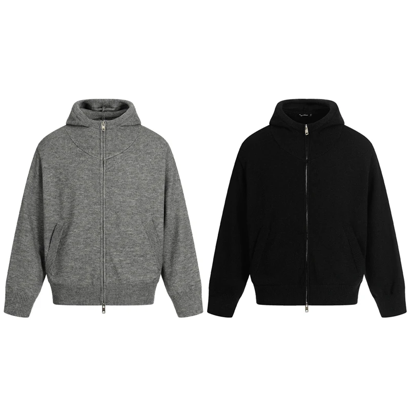 Novos homens soltos com capuz camisola jumper jaqueta unisex streetwear casual estilo curto moda vintage malha blusas cardigan casaco