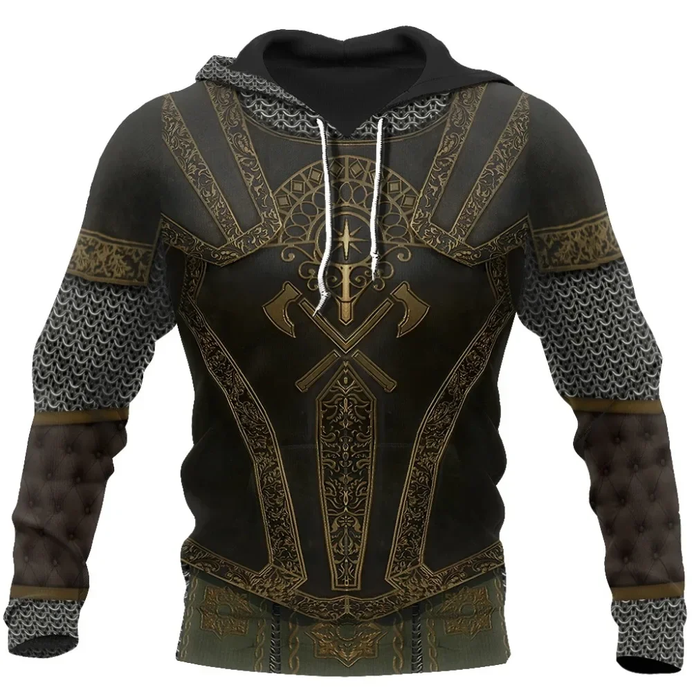 Knights Templar 3D-Druck Herren Laxity Hoodie Lässiger Oversize-Pullover Beliebter Streetwear-Mode-Sweatshirt Trendige Herrenbekleidung – Detail 4