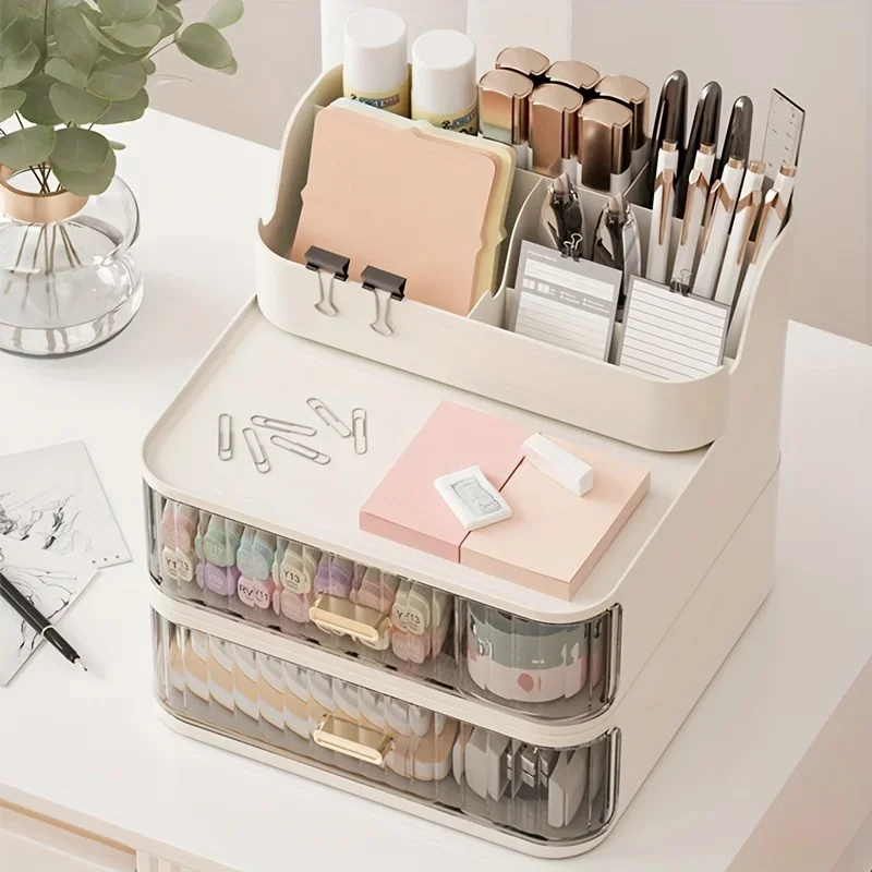 

"Elegant" Chic Multi-Compartment Desk Organizer - Pen Holder & Box For Office Supplies, Durable Pc