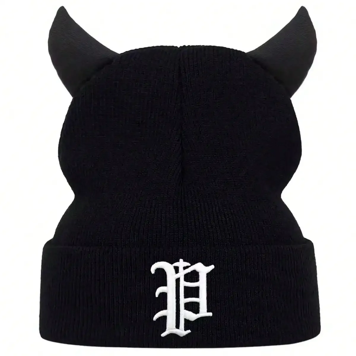 Unisex Letter Embroidery Personalized Bull Horn Beanies Winter Warm Hat Hip Hop Cap Beanie Hat Caps for Women Men