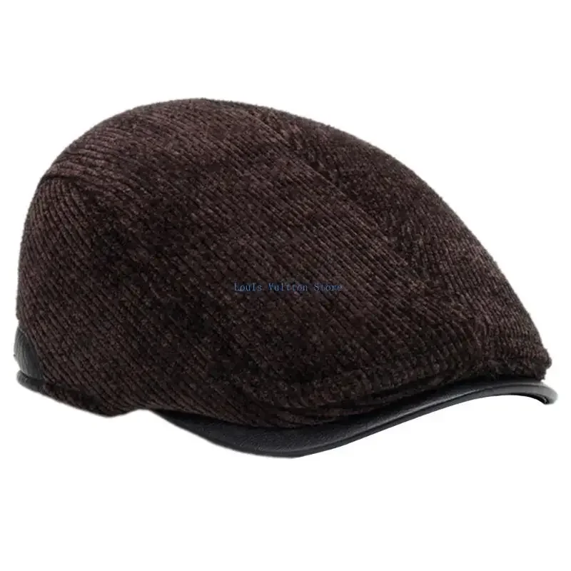 

L5YB Multiuse Warm Men's Wool Hat Classical British Hat Ear Protective Caps for Winter Daily Wear