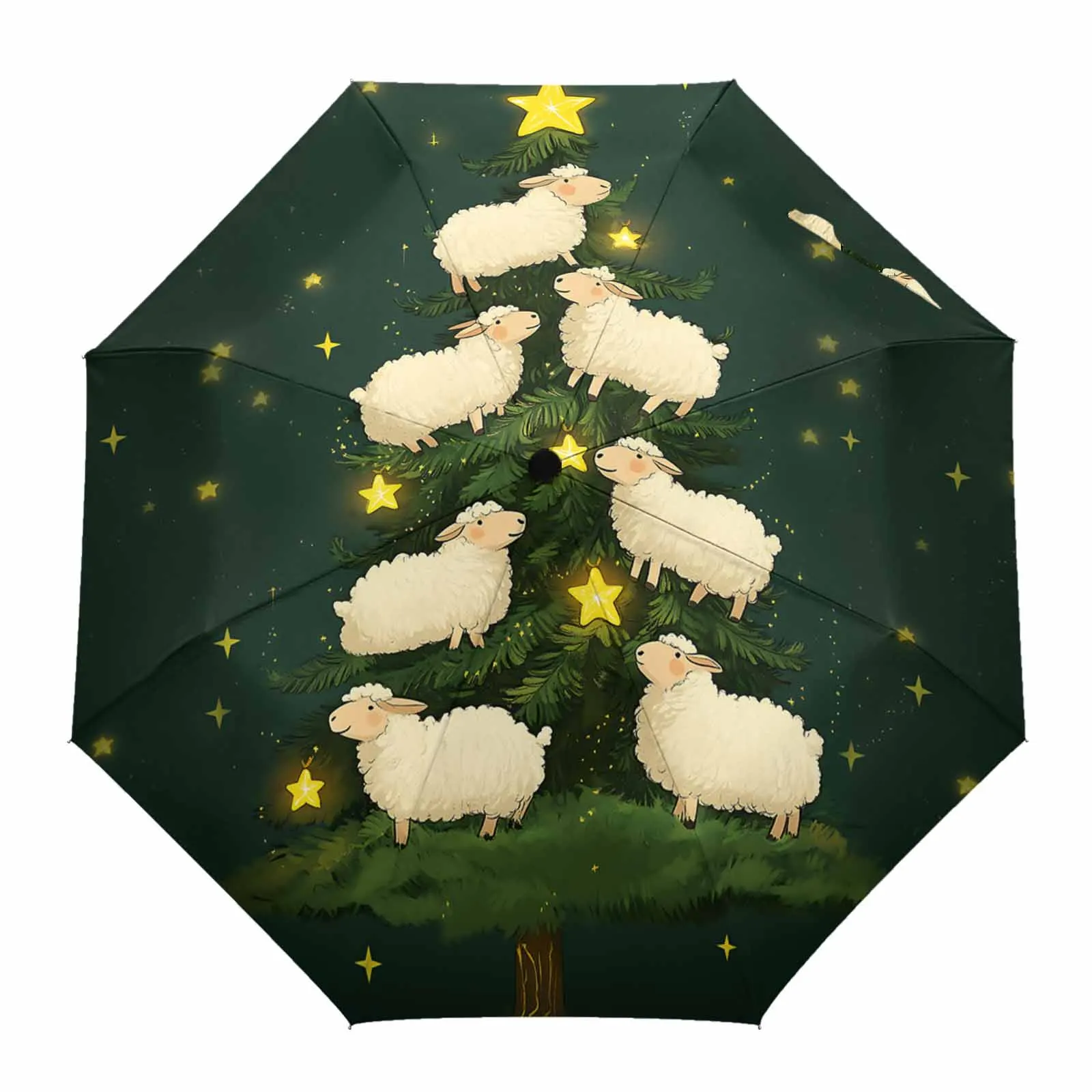 Sheep Snowflakes Stars Flower Automatic Umbrella for Rain Foldable Parasol Umbrella Eight strand Outdoor Umbrellas