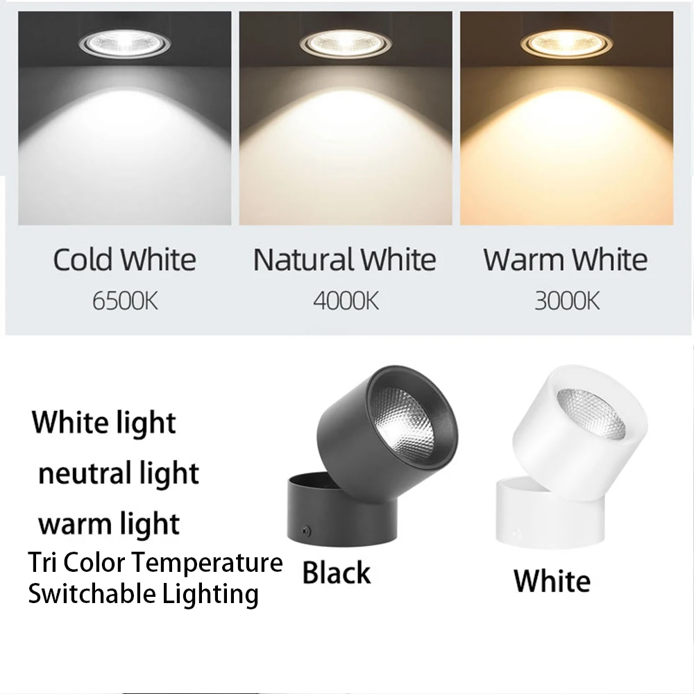 LED Spotlights 3 Color Change Room Decor Lamp Foldable Downlight 220v Home Ceiling Lamp for Kitchen Bedroom Living Room Led Spot