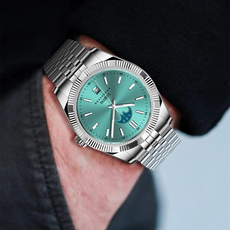 LOBINNI Mannen Automatisch Horloge 40mm Luxe Mechanisch Horloge Mode Lichtgevende 50M Waterdicht Saffier Miyota 8205 Week Datum