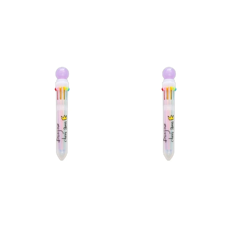 น่ารักปากกาสีสิบสีในหนึ่งกดปากกาลูกลื่นน่ารักบาร์เรลเขียนเรียบสำหรับวางแผนการเขียนบันทึกการจดบันทึก