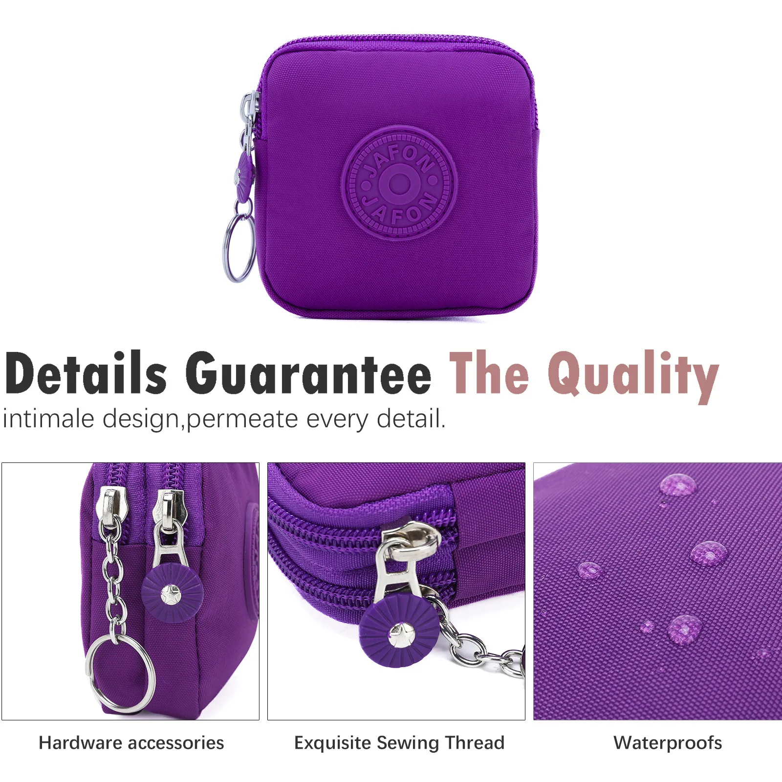 

Square Nylon Coin Purse Key Bag Women Wallets Waterproof Portable 2 Layer Card Holder Female Girl Handbag Headphone Bag