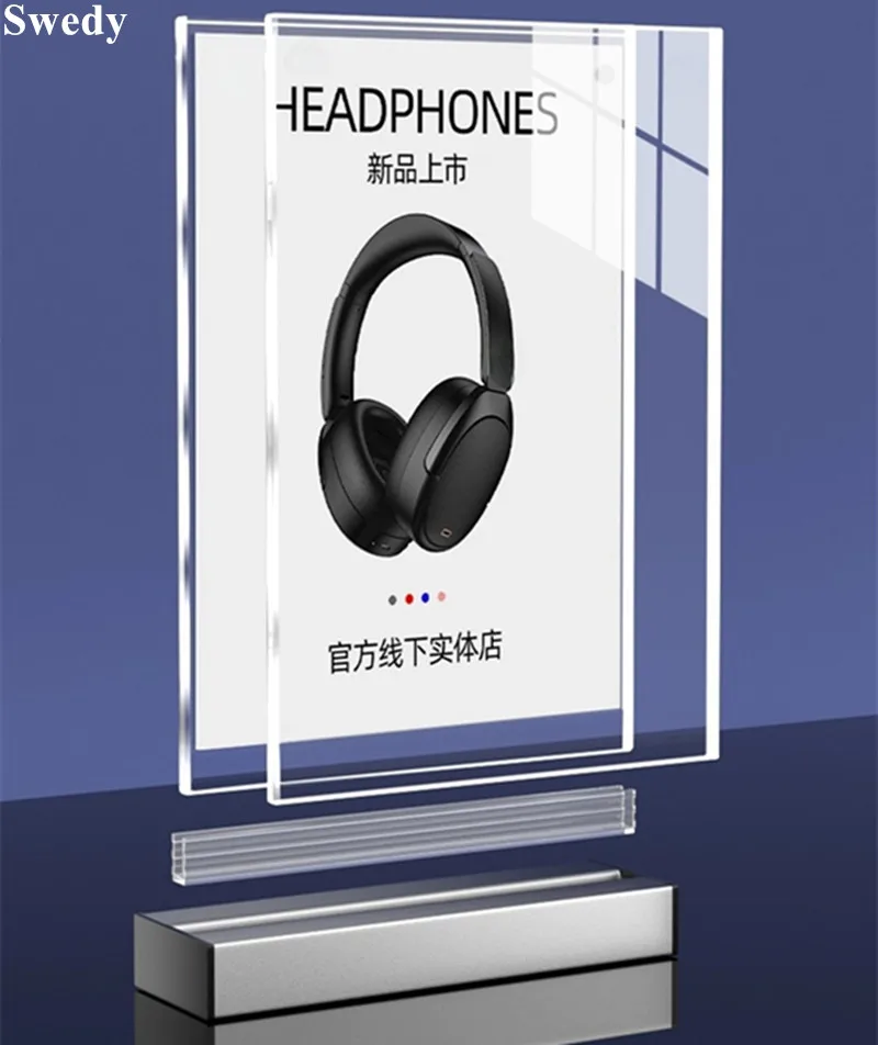 4 PCS A5 148x210mm Aluminum Product Name Menu Price Label Holder Photo Picture Flyer Frame Acrylic Sign Holder Display Stand