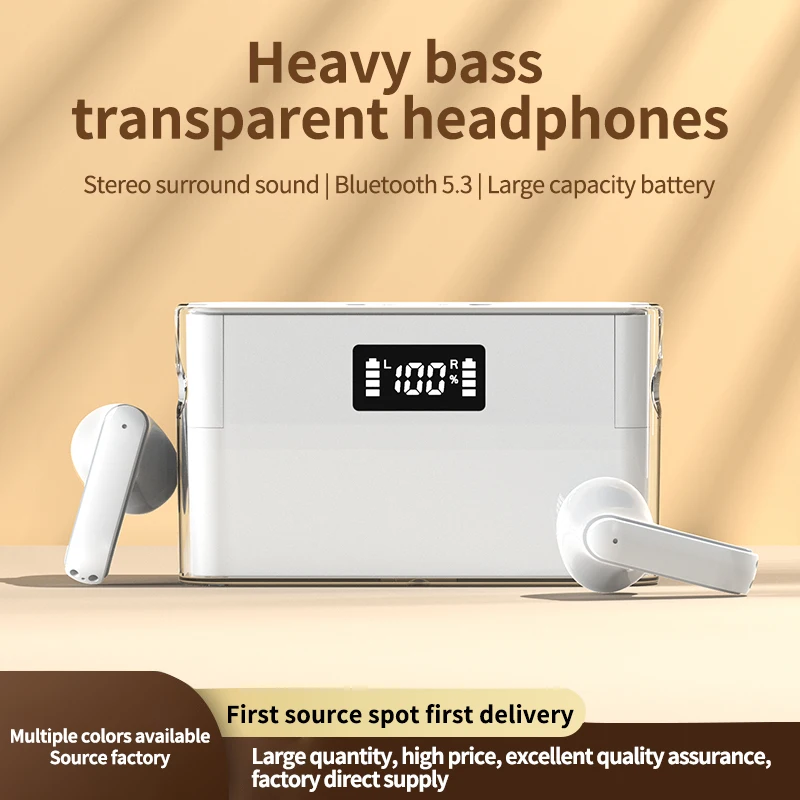 New TM11 square wireless Bluetooth earphones in ear Earbuds transparent digital display TWS Headset high battery Headphones