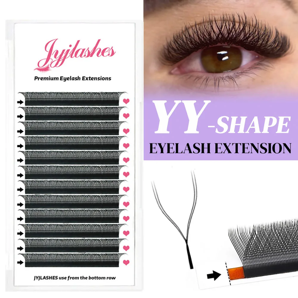 

JYJLASHES YY Shape Eyelashes Extension Hand Woven Soft Brazilian Premade Volume Fan Lashes Makeup Individual Eyelash CIlios YY