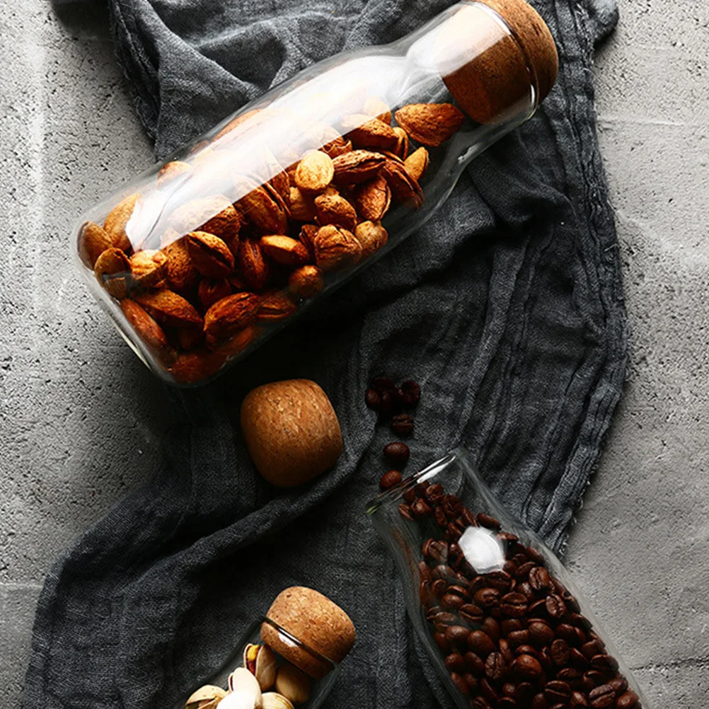 

3Pcs Glass Storage Jars Transparent Sealed Containers Kitchen Pantry Storage for Tea Spices Snacks Glass Grain Jars