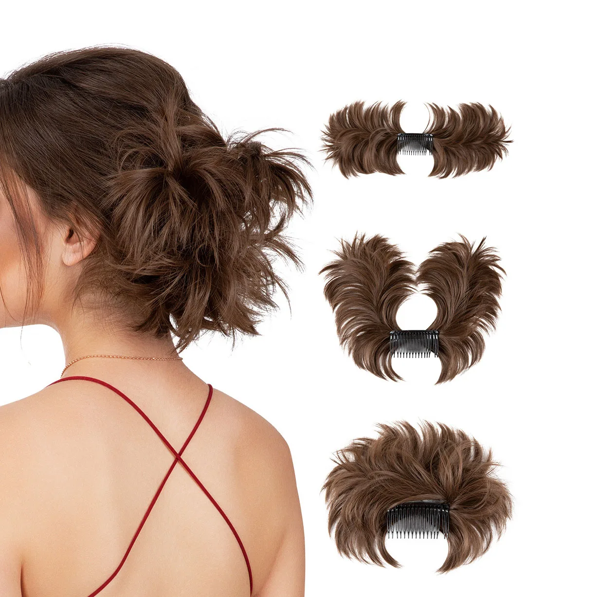 New Adjustable Wig, Small Comb Style High-Temperature Fiber Bun, Hair Loop, Temperament Style Roll