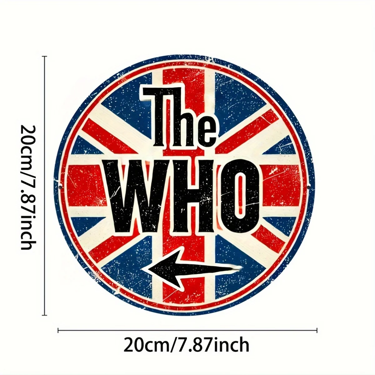2D Metal Sign The Who Vintage Retro Rock Band British Union Jack Flag Grunge Tin Wall Art for Home Bar Music Room Decor Gift