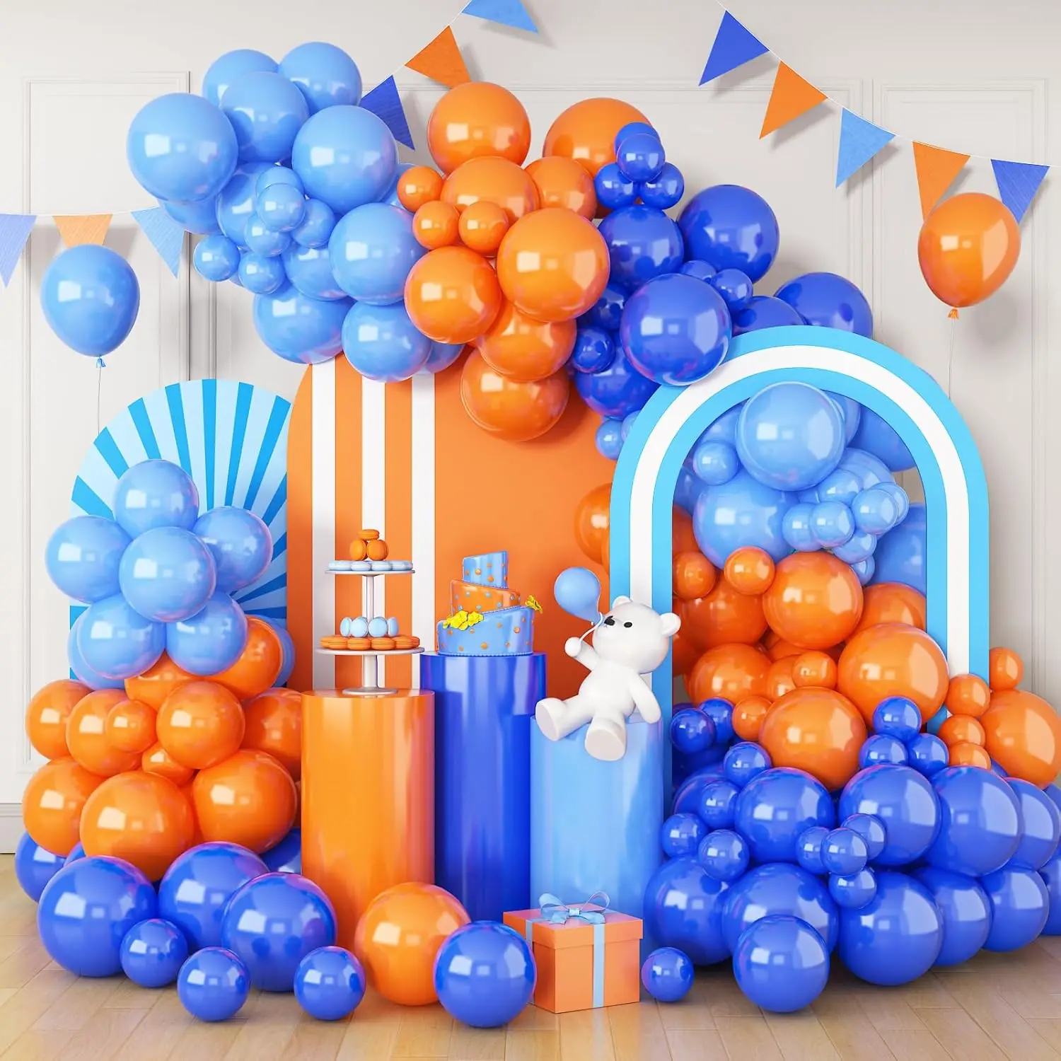 Arco de globos azul naranja, decoración navideña, globo para decoración de fiesta de cumpleaños de princesa, decoración para eventos temáticos de boda, Etc.